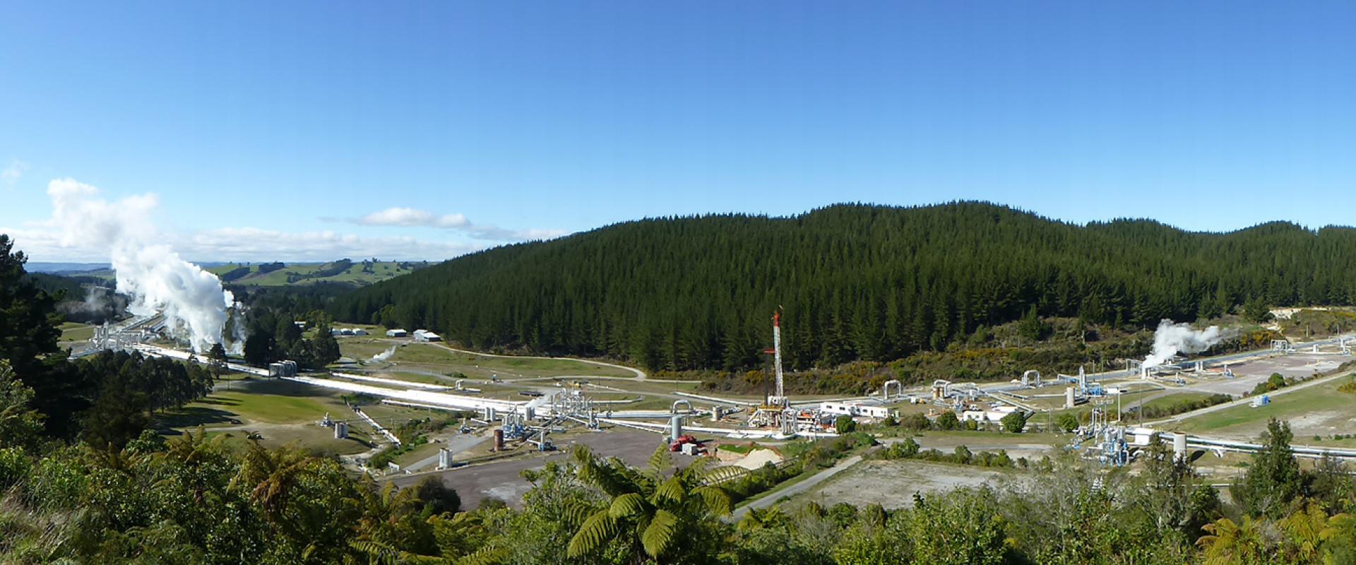 Panoramic view of the Warakei geothermal field