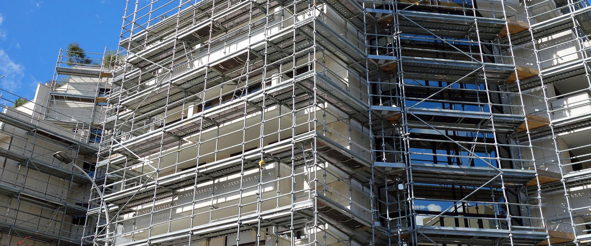 Scaffolding at a construction site, France