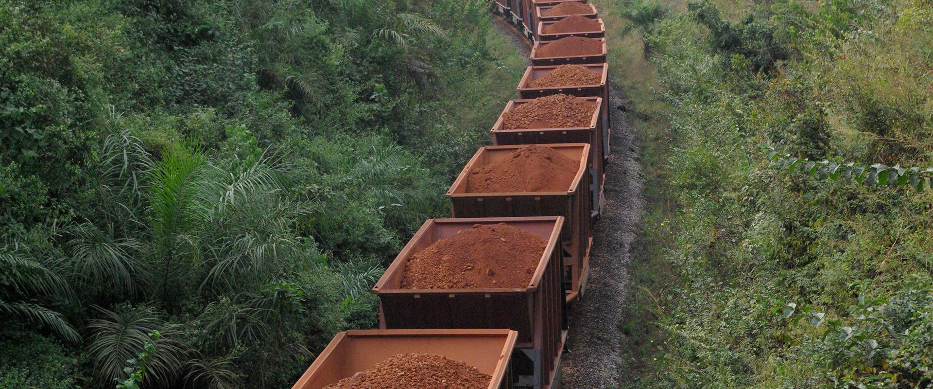 Wagons carrying bauxite, Guinea