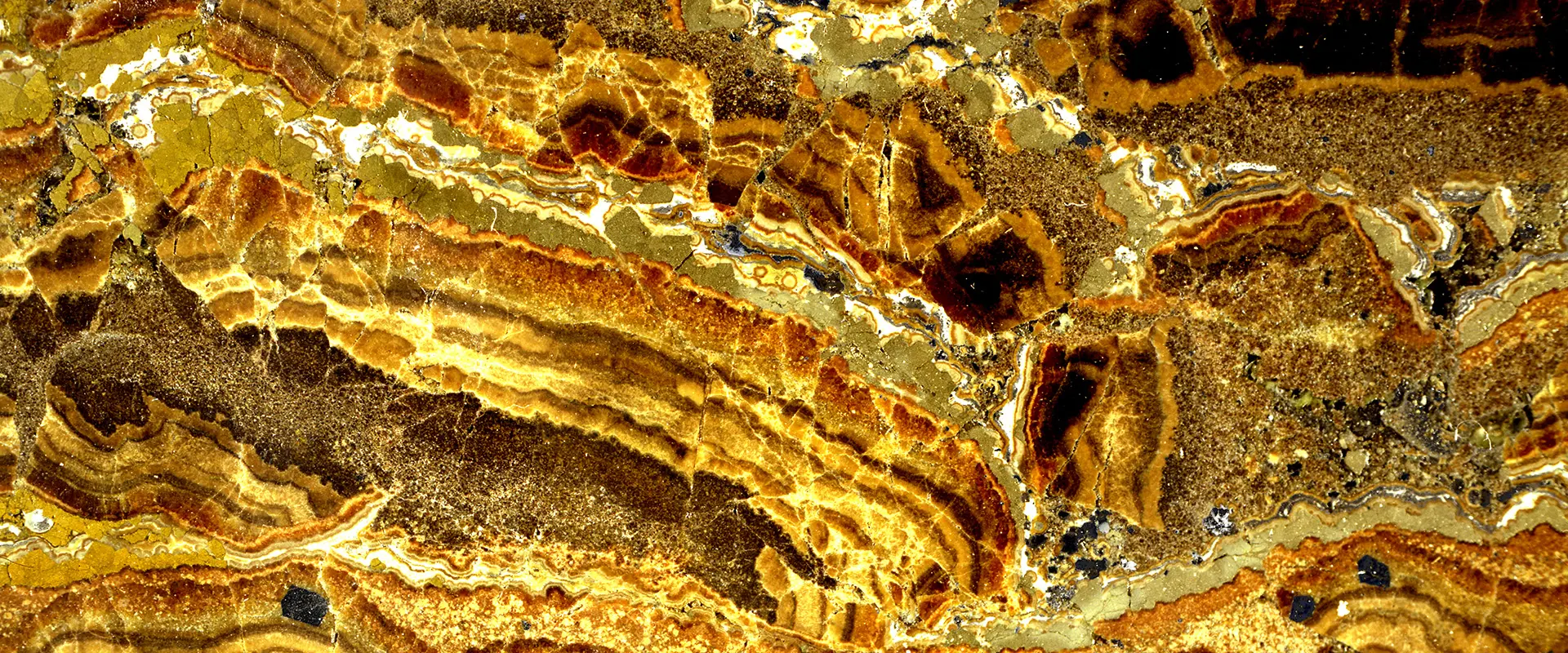 Echantillon poli de minerai rubanné de zinc, Gard
