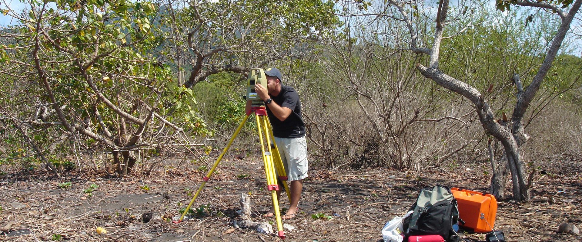 Topographic survey in the mangrove swamp, Mayotte