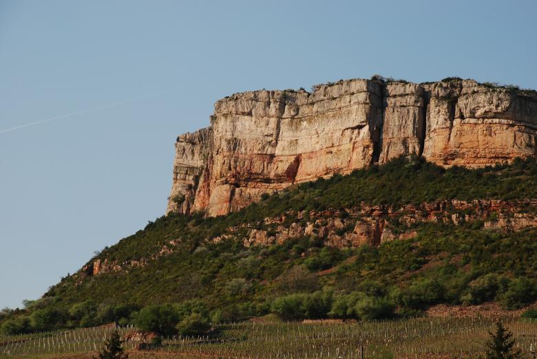 The Vergisson escarpment, a limestone formation near the Roche de Solutré