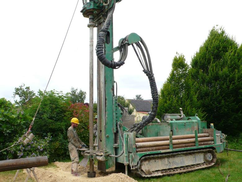 A borehole for installing a geothermal heat pump in a private home