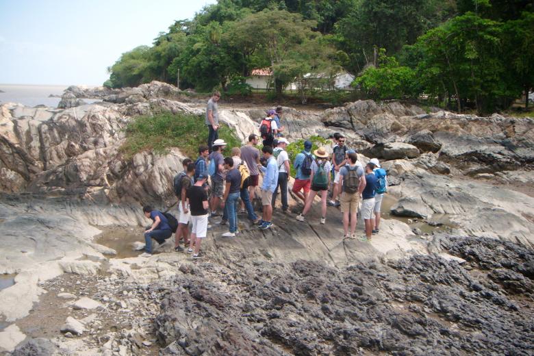 Students learn about the local geological heritage at the Pointe Buzaré