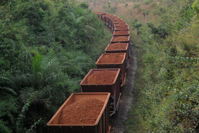 Wagons carrying bauxite ore, Guinea