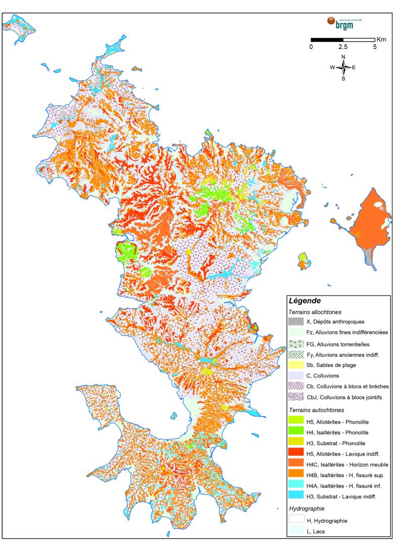 Carte lithologique de surface (tranche 0-1 m) au 1/10 000e de l’île de Mayotte (2020)