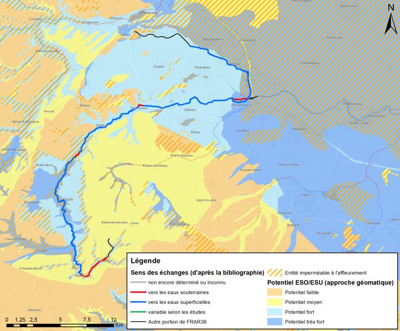 Résultats de l’inventaire bibliographique et de l’approche géomatique/géostatistique sur la masse d’eau FRAR36 de la Lys rivière.