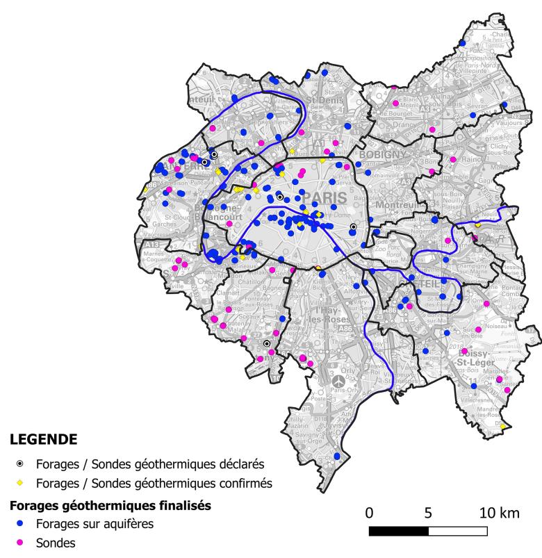 Cartographie des opérations de géothermie de surface sur la Métropole du Grand Paris (2021)