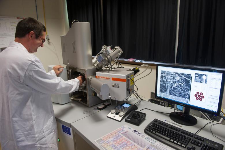 Analysis using a scanning electron microscope coupled with a Raman spectrometer (2012).