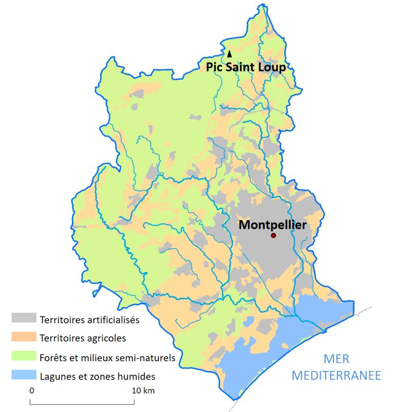 The Lez catchment area: land use (2012).