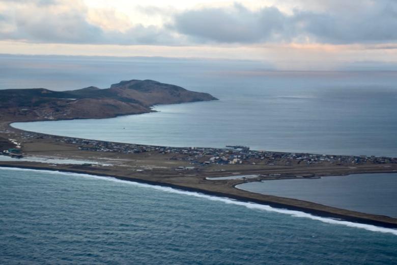 Le village de Miquelon vu d’avion