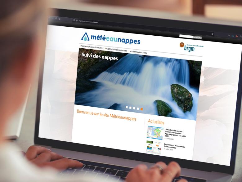 Page d’accueil du site web MétéEAU Nappes.