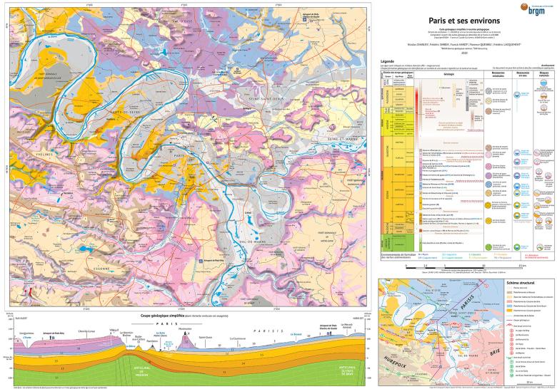 Carte géologique pédagogique de Paris et ses environs.