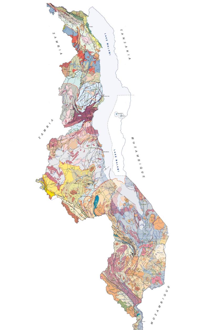 Carte géologique du Malawi au 1/1 000 000e.