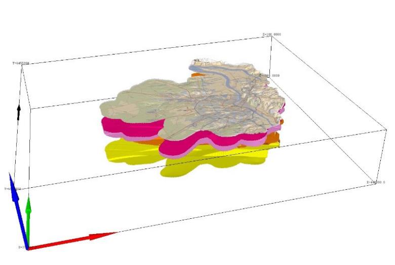 A 3D model of the subsoil of Bordeaux Métropole.