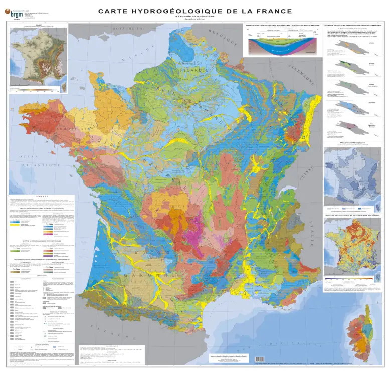 Aperçu de la nouvelle carte hydrogéologique de France.