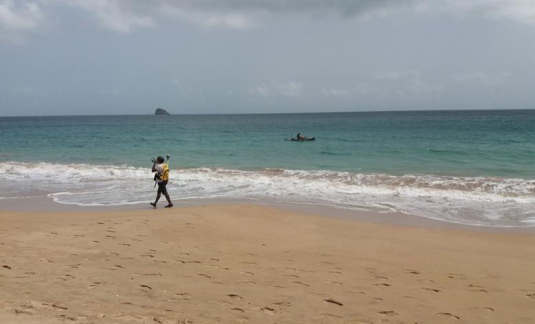 Mesures topo-bathymétriques réalisées dans le cadre de l’OLIG (plage de Cluny, Guadeloupe, 2020).