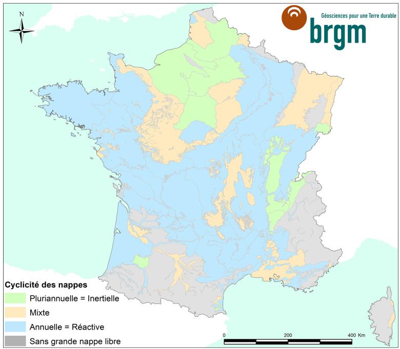 Cyclicity of aquifers in mainland France.