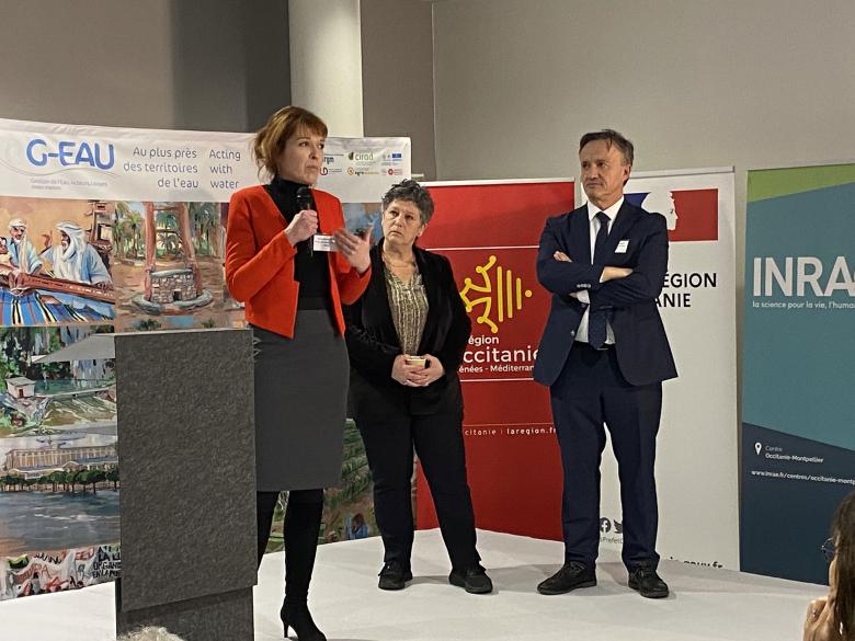Le 17 janvier 2024, Catherine Lagneau, PDG du BRGM, a participé à l'inauguration du nouveau bâtiment Hydropolis La Valette à Montpellier, aux côtés des autres tutelles de l'UMR G-eau : l'Inrae, le Cirad, l'IRD, AgroParisTech et l'Institut Agro Montpellier.