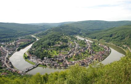 Remarkable Meuse meander embedded in the relief of the Ardennes